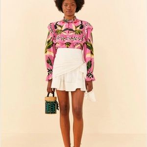 FARM Rio white wrap skirt